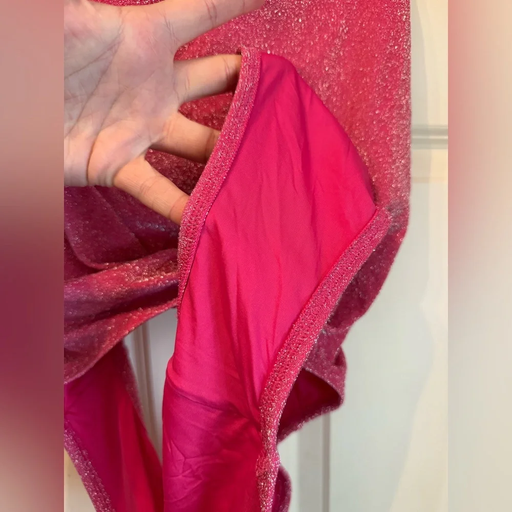 SKIMS Glitter Swim One Piece in Magenta Pink Glitter Fabric- Size 4X